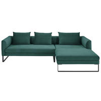 ECKSOFA Feincord Grün  - Schwarz/Grün, Konventionell, Textil/Metall (284/178cm) - Hom`in