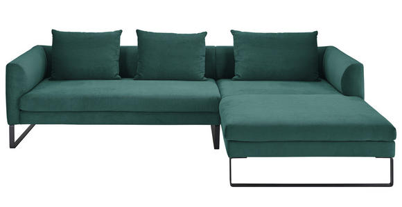 ECKSOFA  in Feincord Grün  284/178 cm  - Schwarz/Grün, KONVENTIONELL, Textil/Metall (284/178cm) - Hom`in