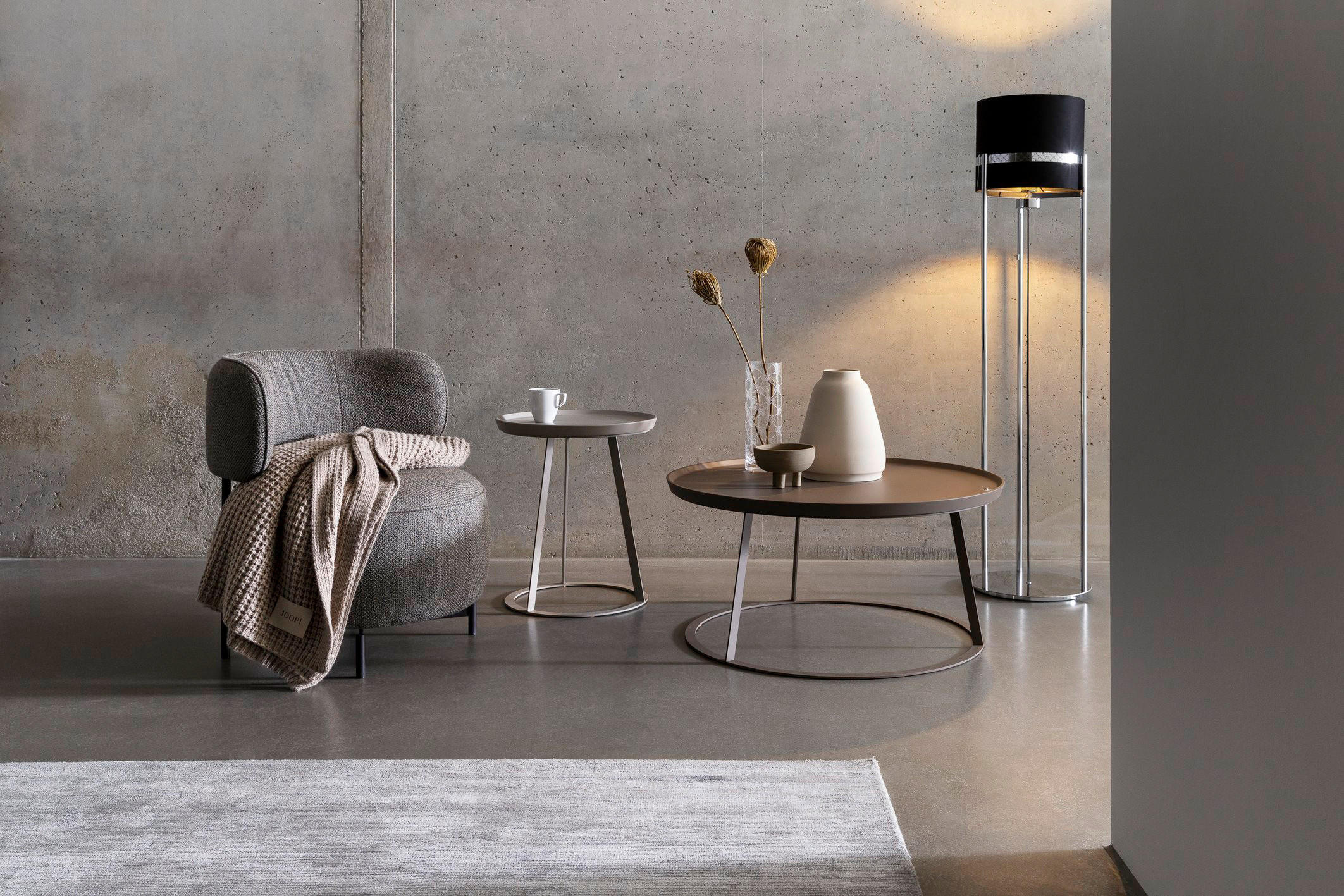 STEHLEUCHTE - Chromfarben/Schwarz, Design, Textil/Metall (30/146cm) - Eglo