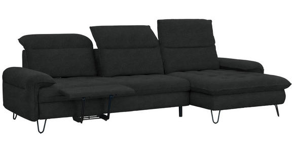 ECKSOFA in Webstoff Anthrazit  - Anthrazit/Schwarz, LIFESTYLE, Textil/Metall (310/180cm) - Valnatura