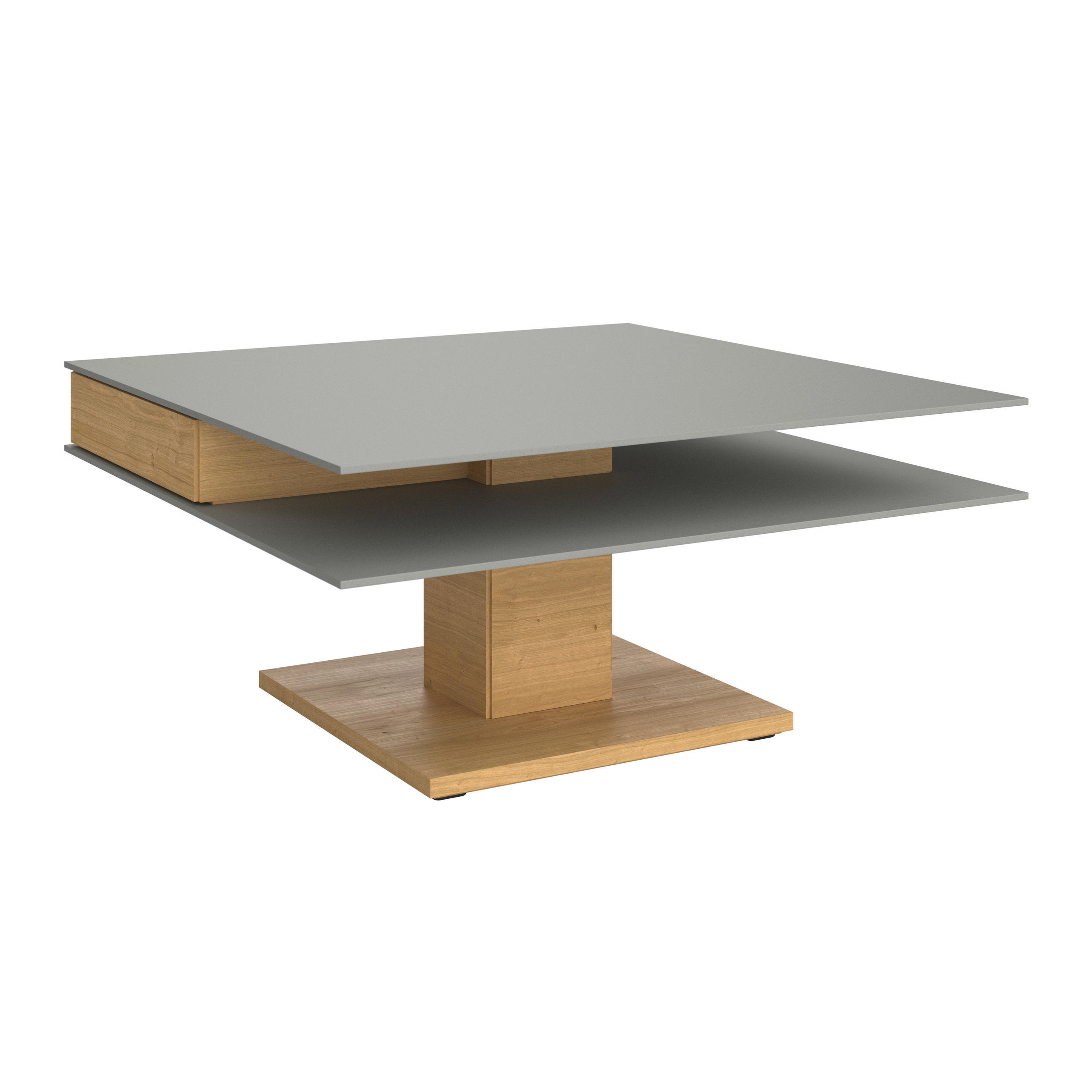 COUCHTISCH in Holz, Glas, Holzwerkstoff 90/90/43 cm  - Eichefarben/Grau, Design, Glas/Holz (90/90/43cm) - Voglauer