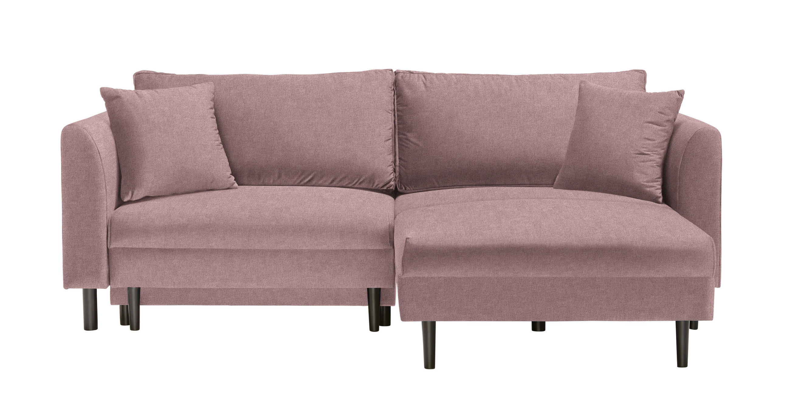 ECKSOFA in Velours Rosa  235/165 cm  - Schwarz/Rosa, Design, Holz/Textil (235/165cm) - Ti'me