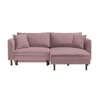 ECKSOFA in Velours Rosa  235/165 cm  - Schwarz/Rosa, Design, Holz/Textil (235/165cm) - Ti'me