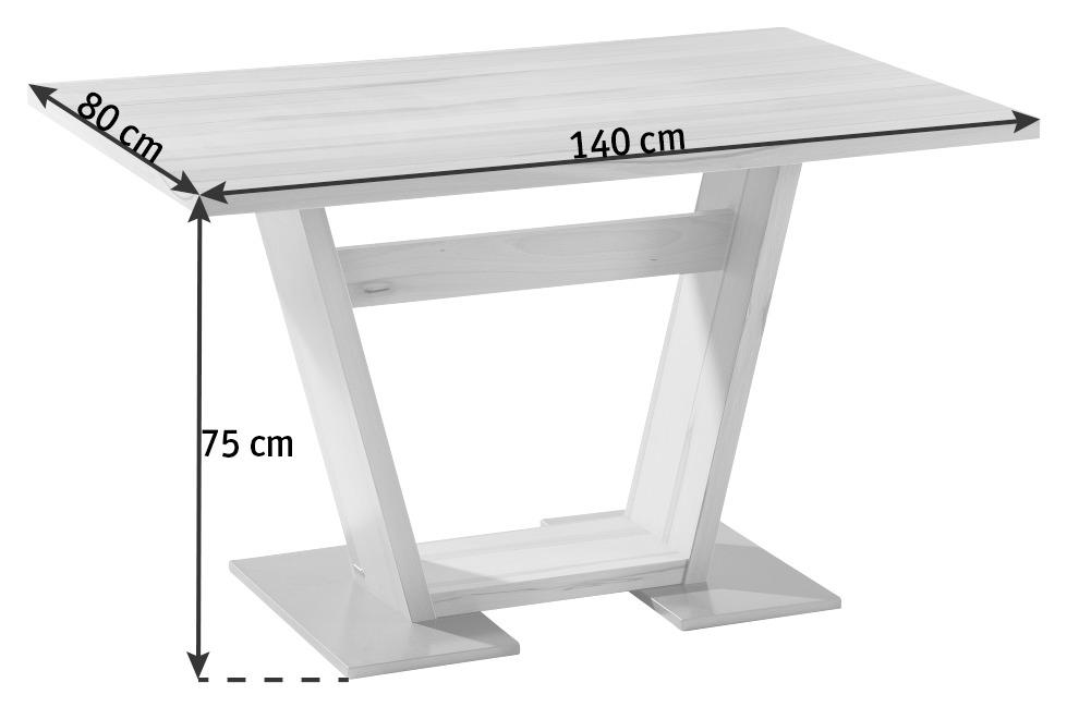 ESSTISCH in Metall, Holzwerkstoff 140/80/76 cm  - Edelstahlfarben/Eichefarben, KONVENTIONELL, Holzwerkstoff/Metall (140/80/76cm) - Venda