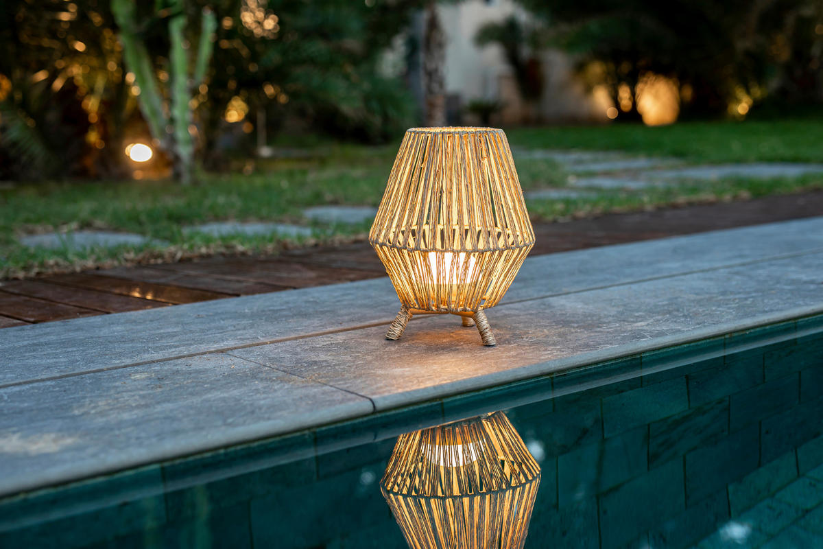 LED-AUßENLEUCHTE Sisine 25.5/32.5/25.5 cm   - Natur, Naturmaterialien (25.5/32.5/25.5cm) - Newgarden