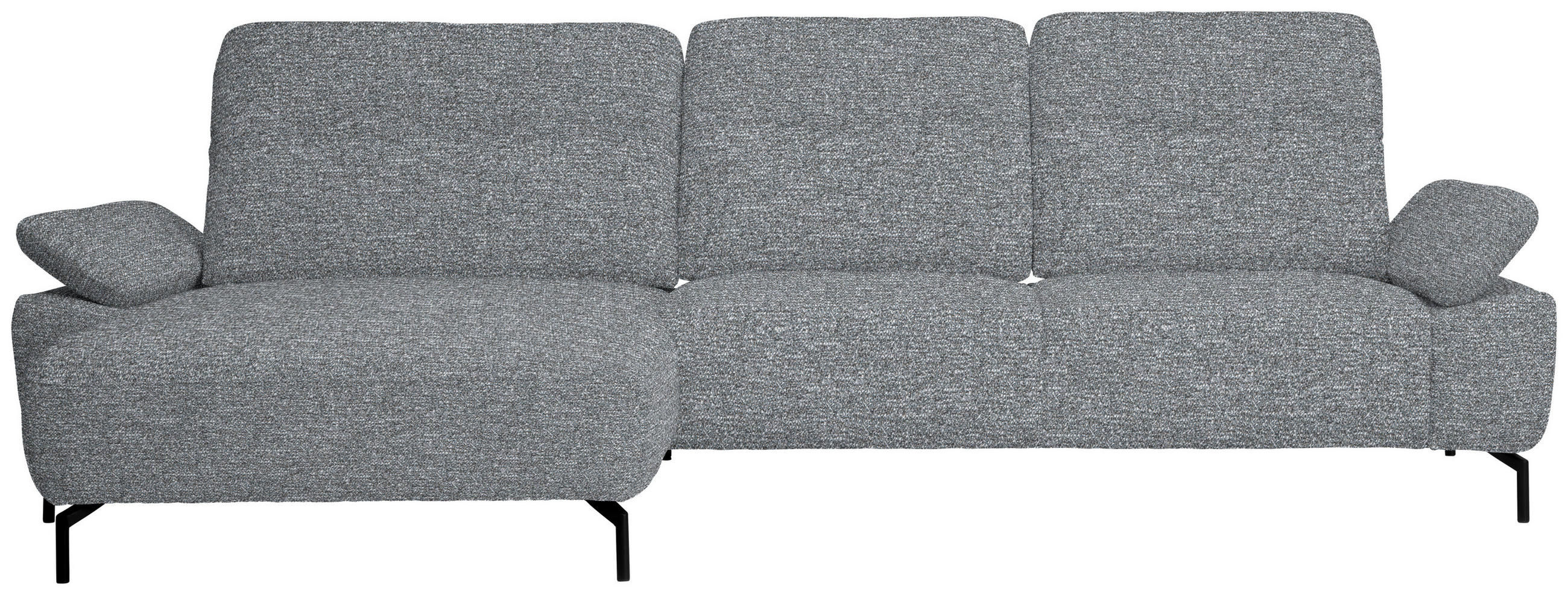 ECKSOFA in Chenille, Flachgewebe Blaugrau  165/318 cm  - Blaugrau/Schwarz, Design, Textil/Metall (165/318cm) - Xora