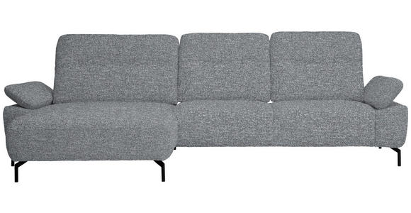 ECKSOFA in Chenille, Flachgewebe Blaugrau 165/318 cm - Blaugrau/Schwarz, Design, Textil/Metall (165/318cm) - Xora