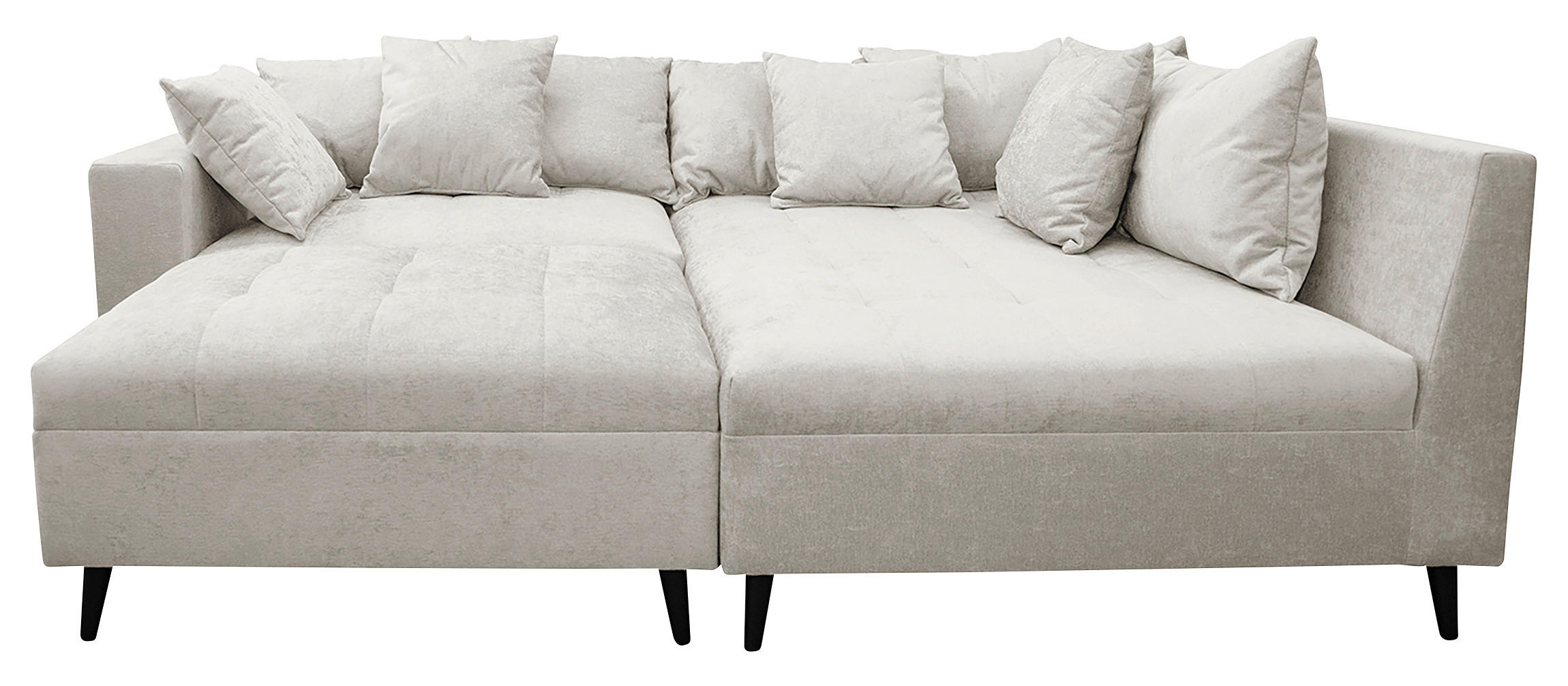 Ecksofa inkl. Hocker in Flachgewebe Hellgrau  - Hellgrau/Schwarz, Design, Holz/Textil (247/174cm) - MID.YOU