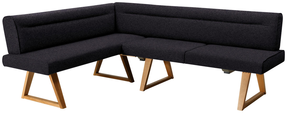 ECKBANK 170/230 cm Samt Anthrazit, Eichefarben Wildeiche massiv   - Eichefarben/Anthrazit, KONVENTIONELL, Holz/Textil (170/230cm) - Moderano