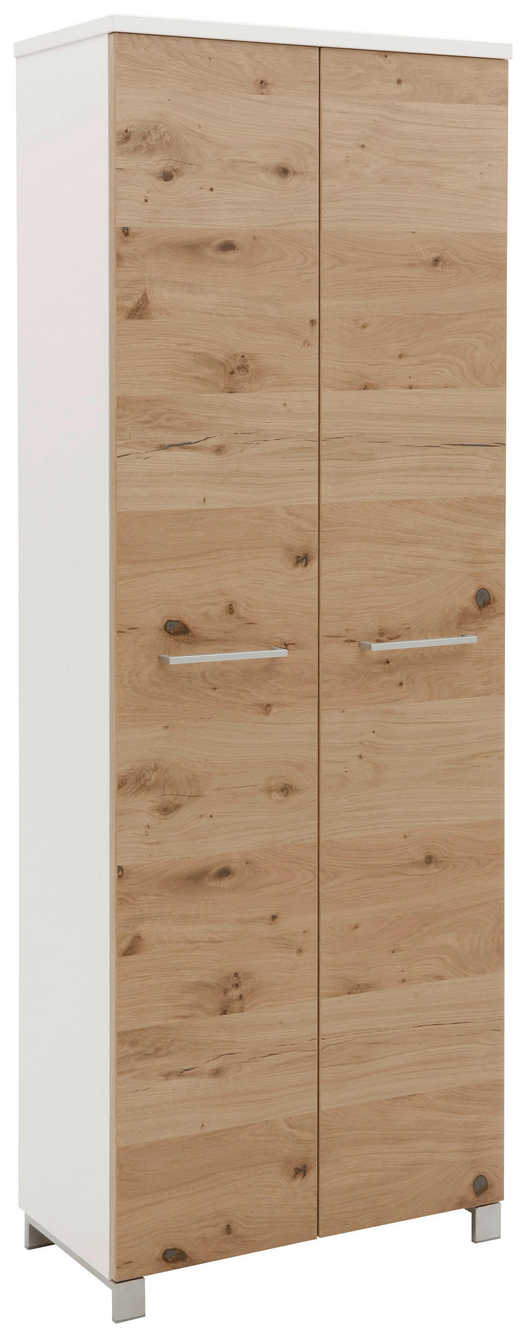 GARDEROBENSCHRANK Balkeneiche furniert Weiß, Eichefarben - Chromfarben/Eichefarben, Design, Holz/Holzwerkstoff (71/193/37cm) - Dieter Knoll