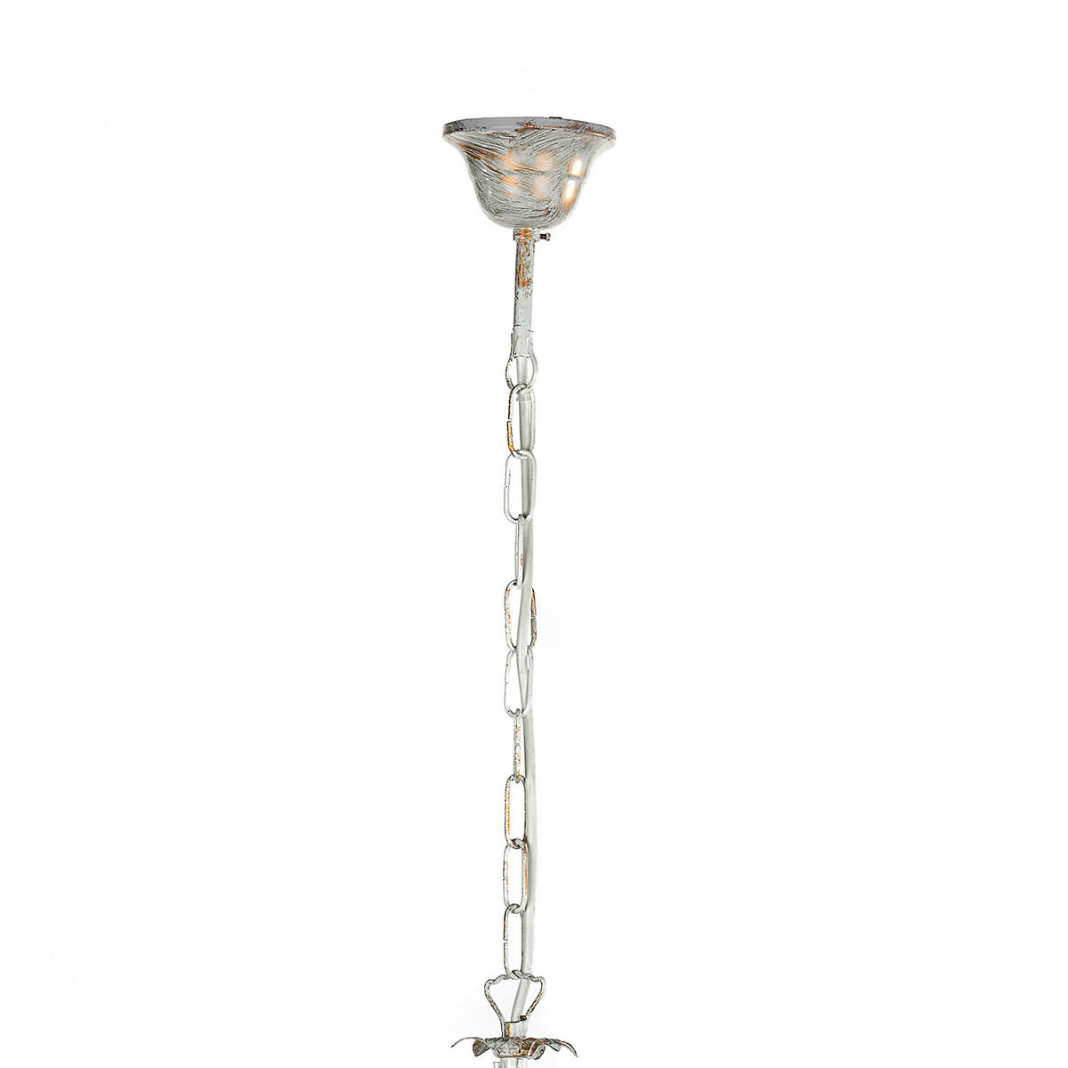 KRISTALL-HÄNGELEUCHTE 60/105 cm   - Weiß, Natur, Glas/Textil (60/105cm)