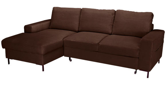 ECKSOFA Dunkelbraun Cord  - Dunkelbraun/Schwarz, KONVENTIONELL, Textil/Metall (150/240cm) - Carryhome