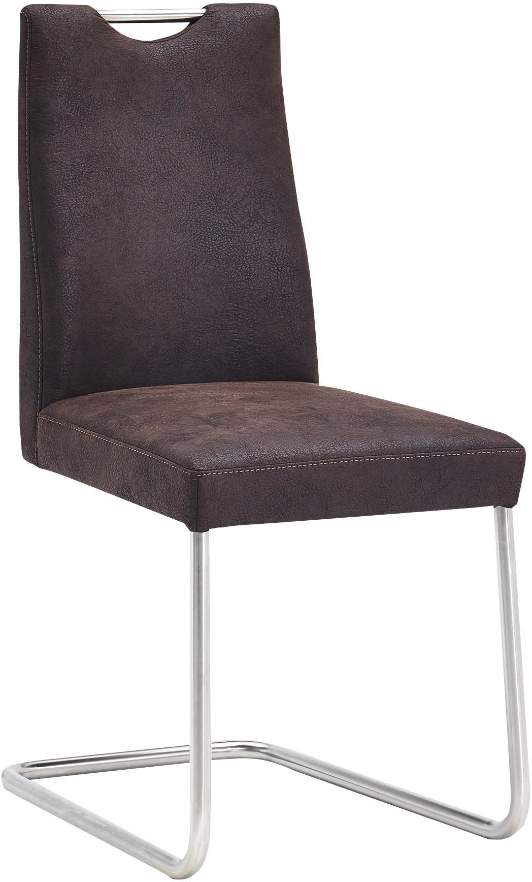 SCHWINGSTUHL  in Edelstahl Mikrofaser  - Edelstahlfarben/Dunkelbraun, Design, Textil/Metall (47/100/61cm) - Moderano