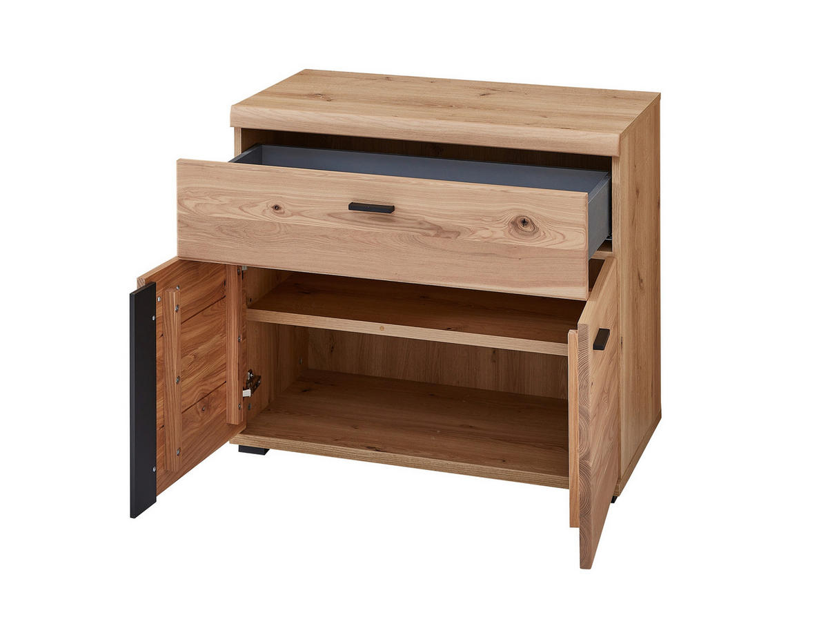 AKTENSCHRANK massiv Eschefarben, Eiche Artisan  - Eschefarben/Schwarz, MODERN, Holzwerkstoff (77/67/38cm) - MID.YOU