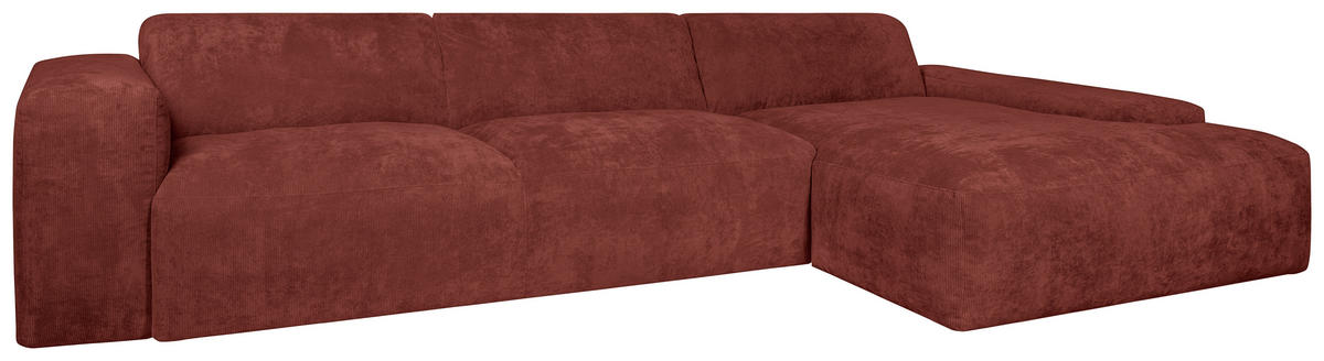 ECKSOFA HANNAH Rot Cord  - Rot/Schwarz, Design, Kunststoff/Textil (343/170cm) - MID.YOU