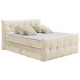 BOXSPRINGBETT 180/200 cm,  in Creme, Matratze, Bettkasten, Topper, H3 = fest, H4 = sehr fest, Wendematratze mit unterschiedlichen Härtegraden  - Creme/Schwarz, KONVENTIONELL, Kunststoff/Textil (180/200cm) - Esposa