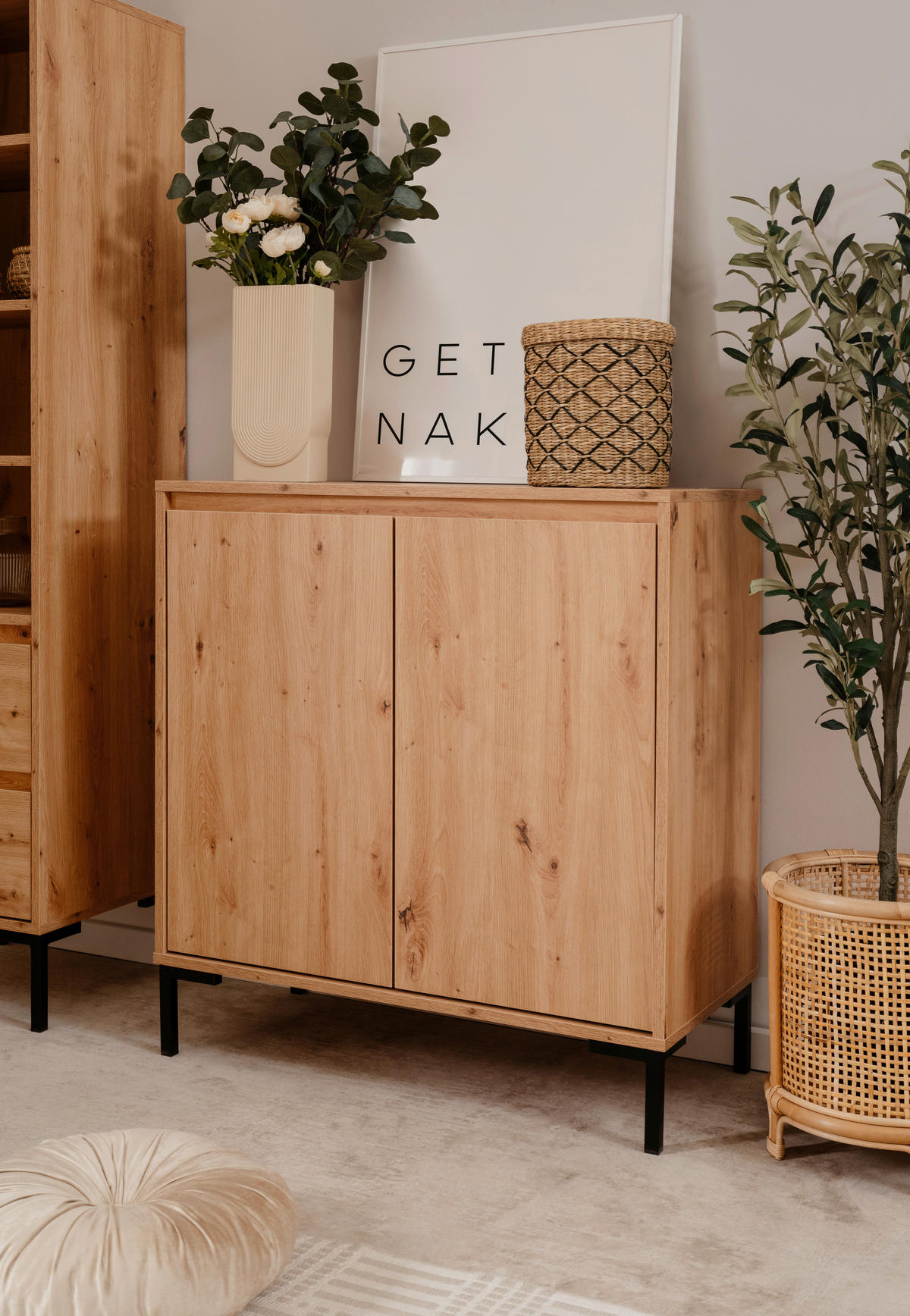 KOMMODE  in 81/87/40 cm  - Schwarz/Eiche Artisan, Design, Holzwerkstoff/Metall (81/87/40cm) - MID.YOU