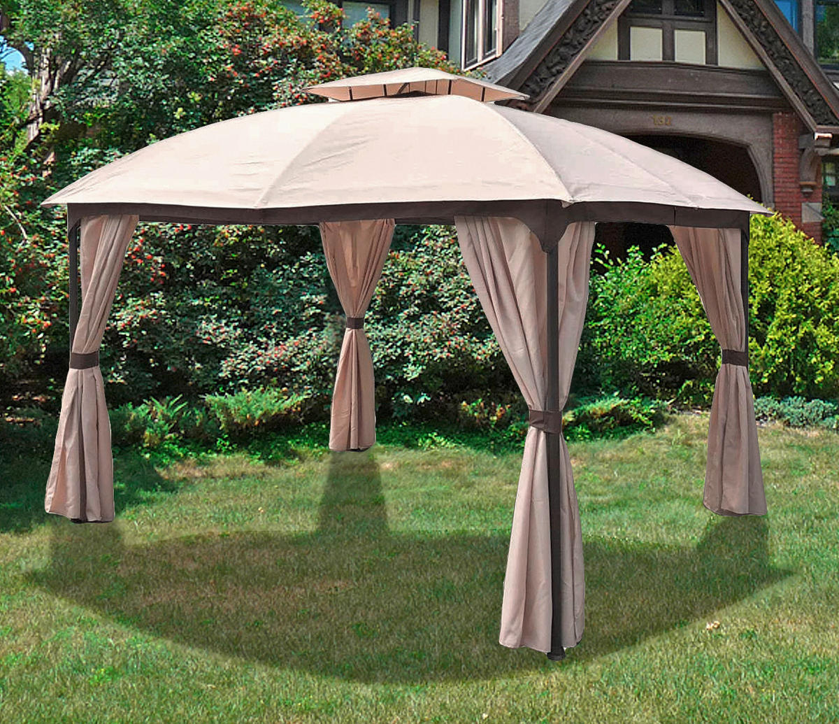 PAVILLON 360/270/300 cm Stahl  - Beige/Silberfarben, Basics, Kunststoff/Metall (360/270/300cm) - Gardenson