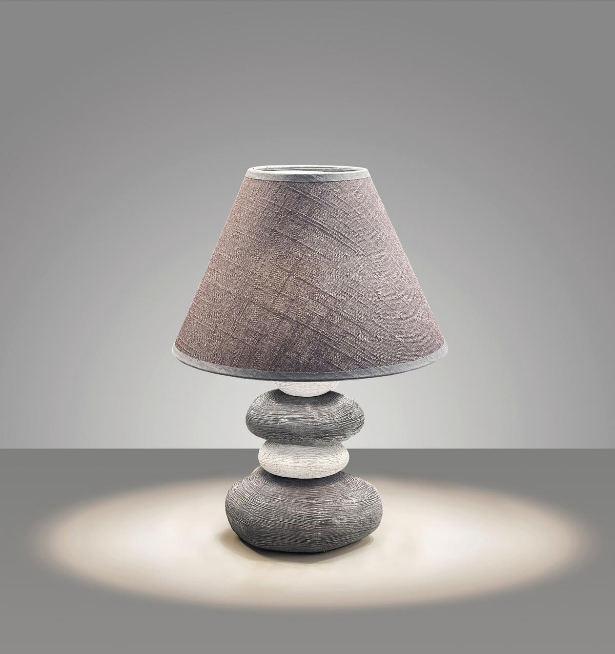 STOLNÁ LAMPA, E14, 25/33,50 cm  - sivá/biela, Basics, textil/keramika (25/33,50cm) - Fischer & Honsel