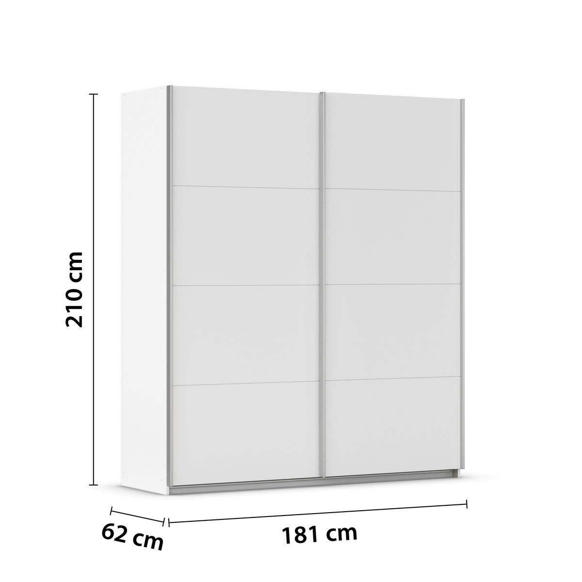 SCHWEBETÜRENSCHRANK 181/210/62 cm 2 Tür(en)-türig Weiß  - Alufarben/Weiß, KONVENTIONELL, Holzwerkstoff/Kunststoff (181/210/62cm) - home24