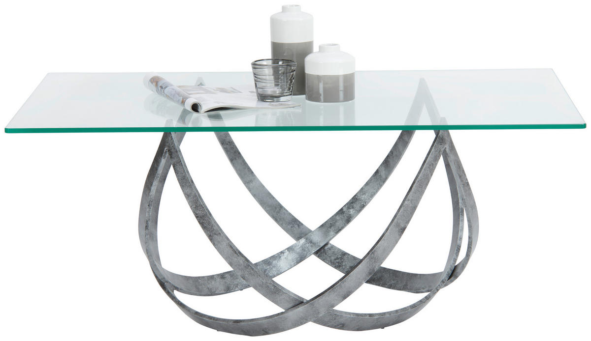 COUCHTISCH in Metall, Glas 110/70/45 cm  - Edelstahlfarben, Design, Glas/Metall (110/70/45cm) - Novel