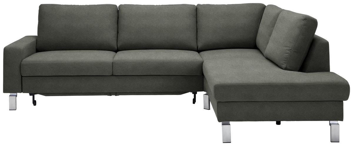 ECKSOFA in Flachgewebe Grau  276/200 cm  - Chromfarben/Grau, Design, Textil/Metall (276/200cm) - Hom`in
