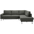 ECKSOFA in Flachgewebe Grau  276/200 cm  - Chromfarben/Grau, Design, Textil/Metall (276/200cm) - Hom`in