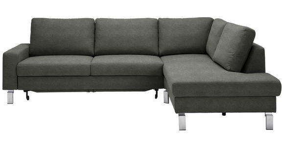 ECKSOFA in Flachgewebe Grau  276/200 cm  - Chromfarben/Grau, Design, Textil/Metall (276/200cm) - Hom`in