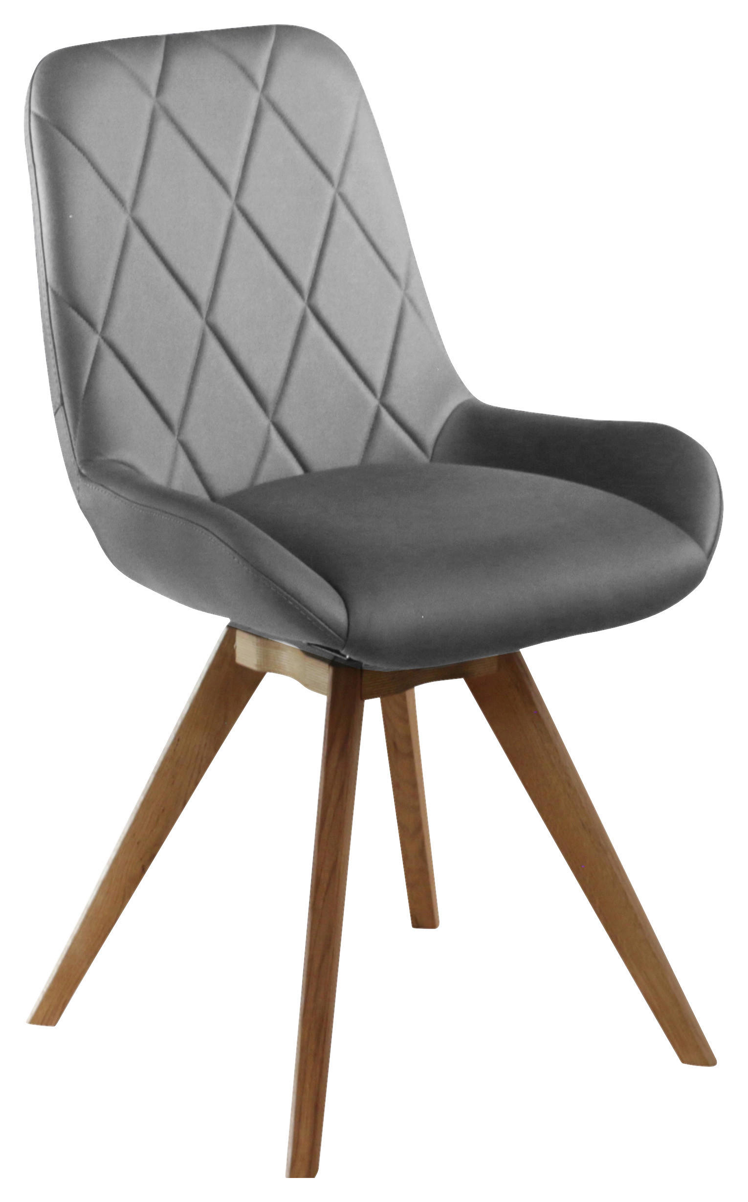 STUHL  in Lederlook (vegan) Holz, Textil  - Eichefarben/Grau, KONVENTIONELL, Holz/Textil (58/87/64,5cm) - Linea Natura