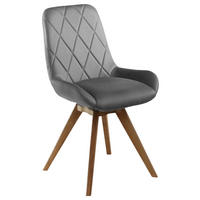 STUHL Lederlook (vegan) Grau Eiche teilmassiv  - Eichefarben/Grau, KONVENTIONELL, Holz/Textil (58/87/64,5cm) - Linea Natura