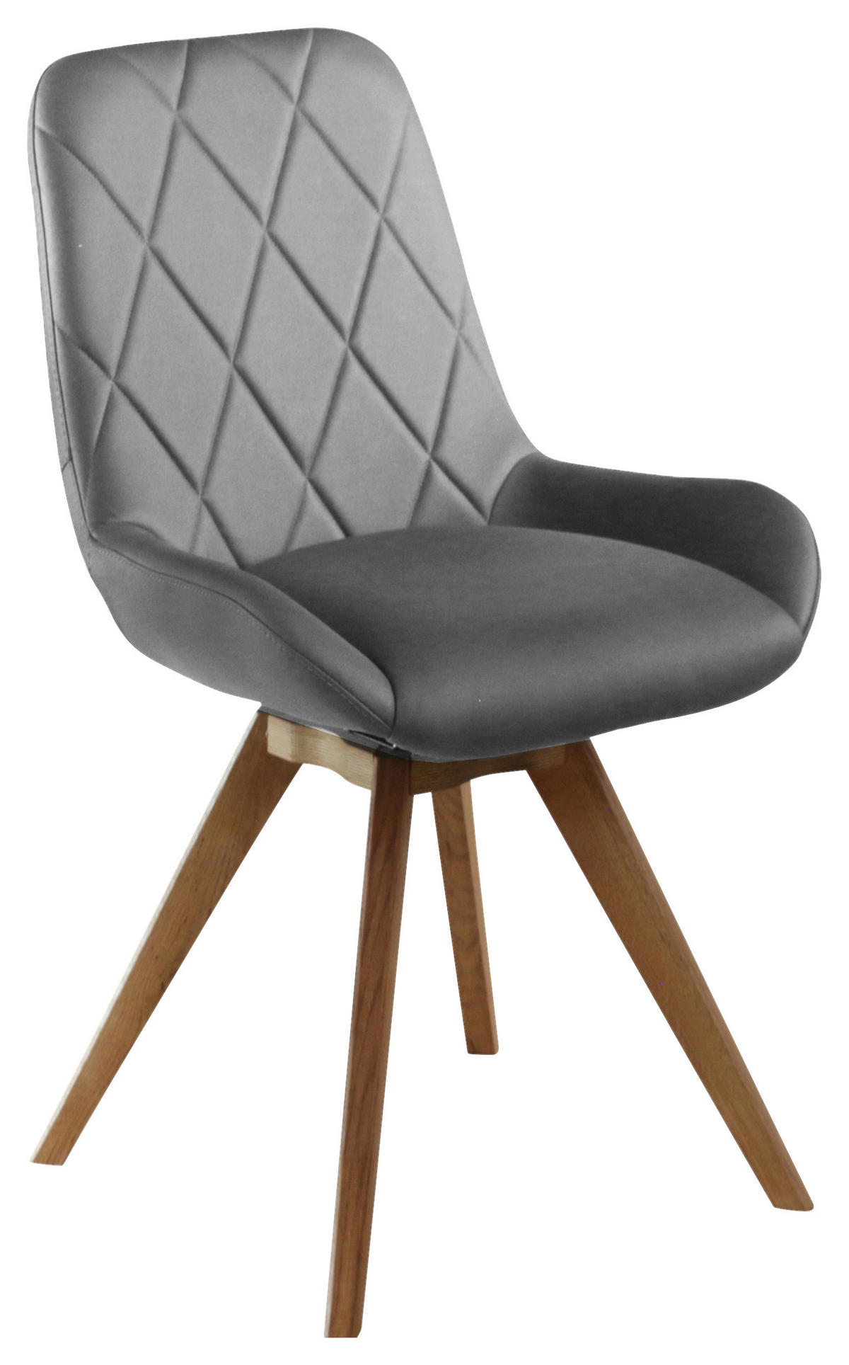 STUHL Lederlook (vegan) Grau Eiche teilmassiv  - Eichefarben/Grau, KONVENTIONELL, Holz/Textil (58/87/64,5cm) - Linea Natura