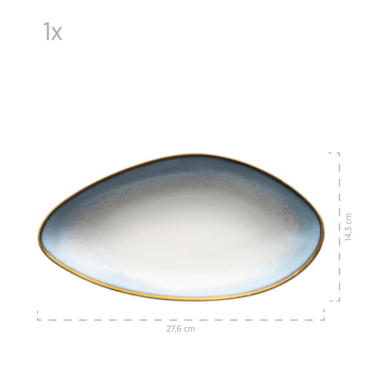SERVIERPLATTE - Weiß/Hellblau, Basics, Keramik (36,5/12,5/21,5cm) - Mäser