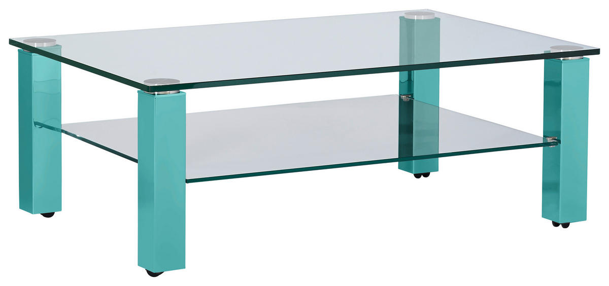COUCHTISCH in Metall, Glas 110/70/42,5 cm  - Türkis, Design, Glas/Kunststoff (110/70/42,5cm)