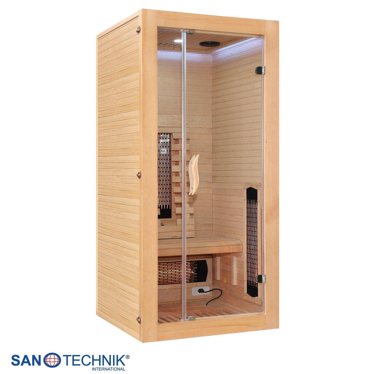 INFRAROTKABINE für 1 Personen  - Naturfarben, Basics, Glas/Holz (90/190/90cm) - Sanotechnik