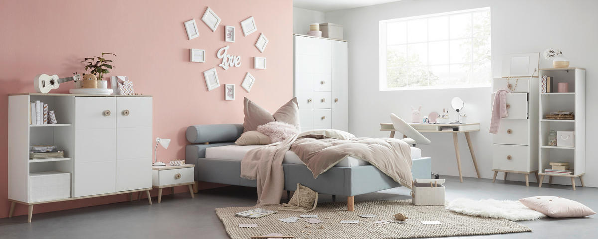 NOČNÍ STOLEK bílá, barvy dubu - bílá/barvy dubu, Moderní, dřevo/kompozitní dřevo (52/40/38cm) - Modern Living