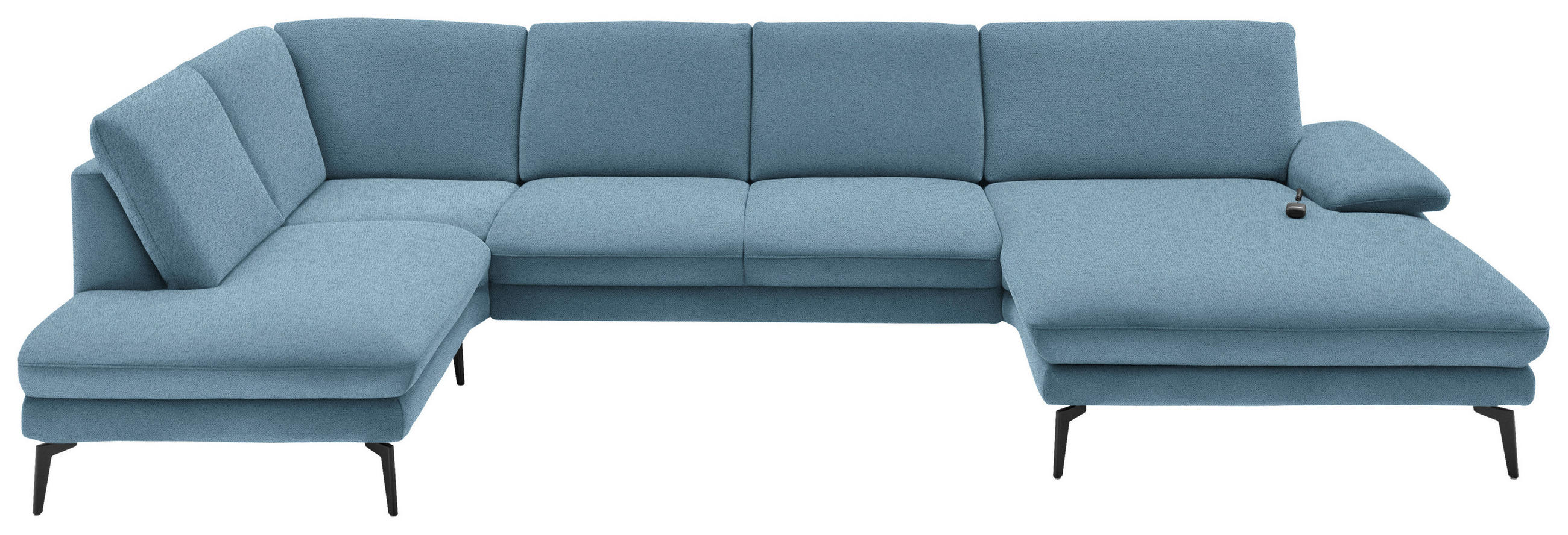 WOHNLANDSCHAFT Blau Webstoff  - Blau/Schwarz, Design, Textil/Metall (208/344/180cm) - Dieter Knoll