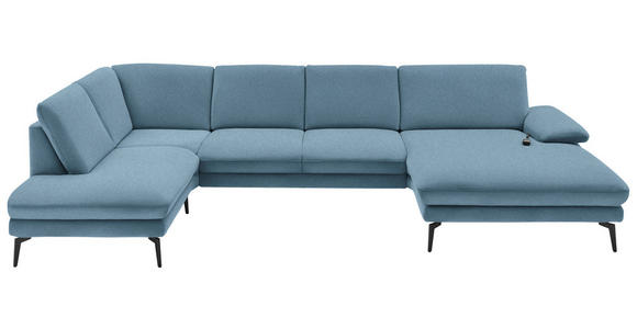 WOHNLANDSCHAFT Blau Webstoff  - Blau/Schwarz, Design, Textil/Metall (208/344/180cm) - Dieter Knoll