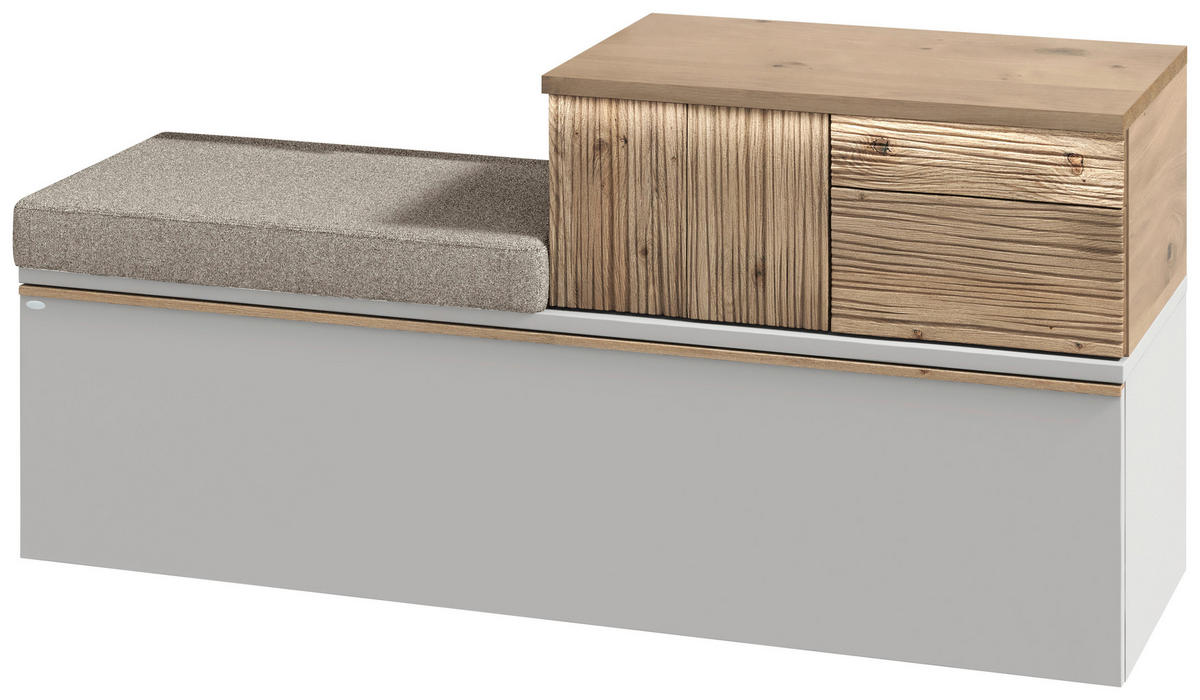 GARDEROBENBANK  in 128/62/42,9 cm  - Wildeiche/Weiß, Design, Holz/Holzwerkstoff (128/62/42,9cm) - Voglauer