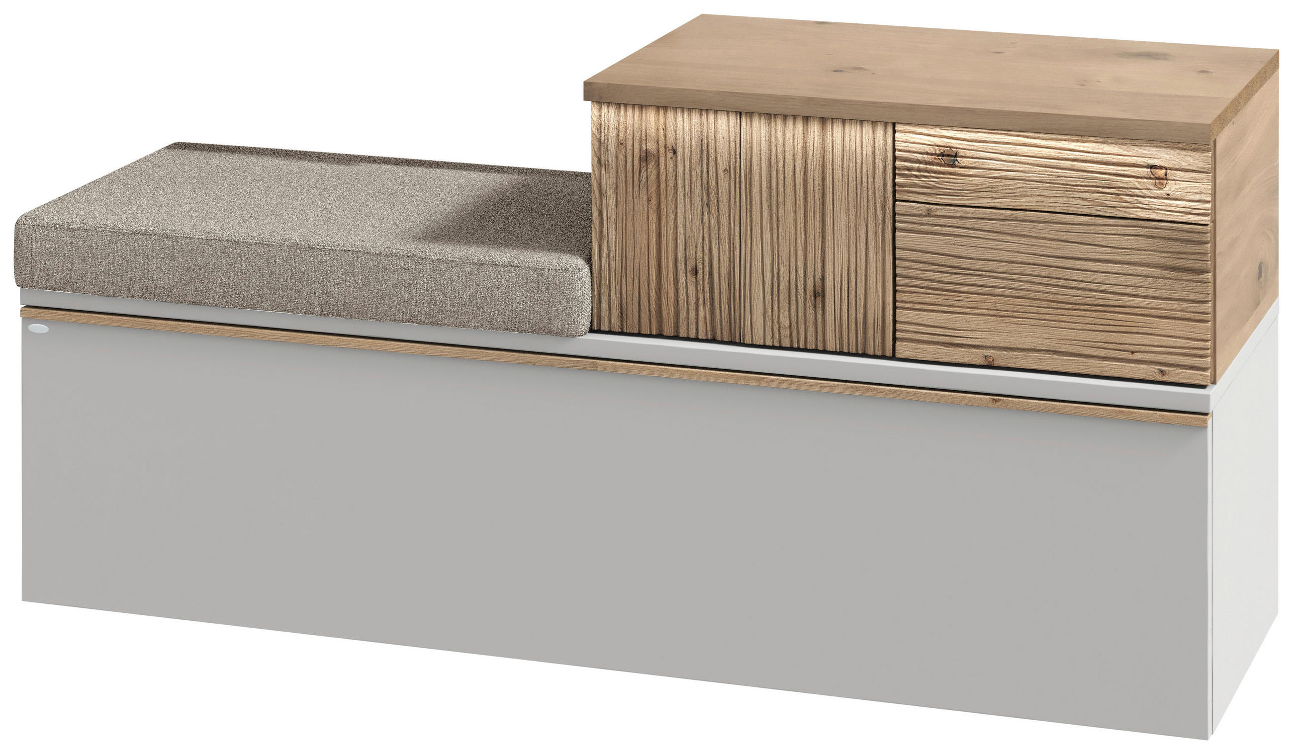 Voglauer Garderobenbank Grau, Weiß, 128x62x42.9 cm