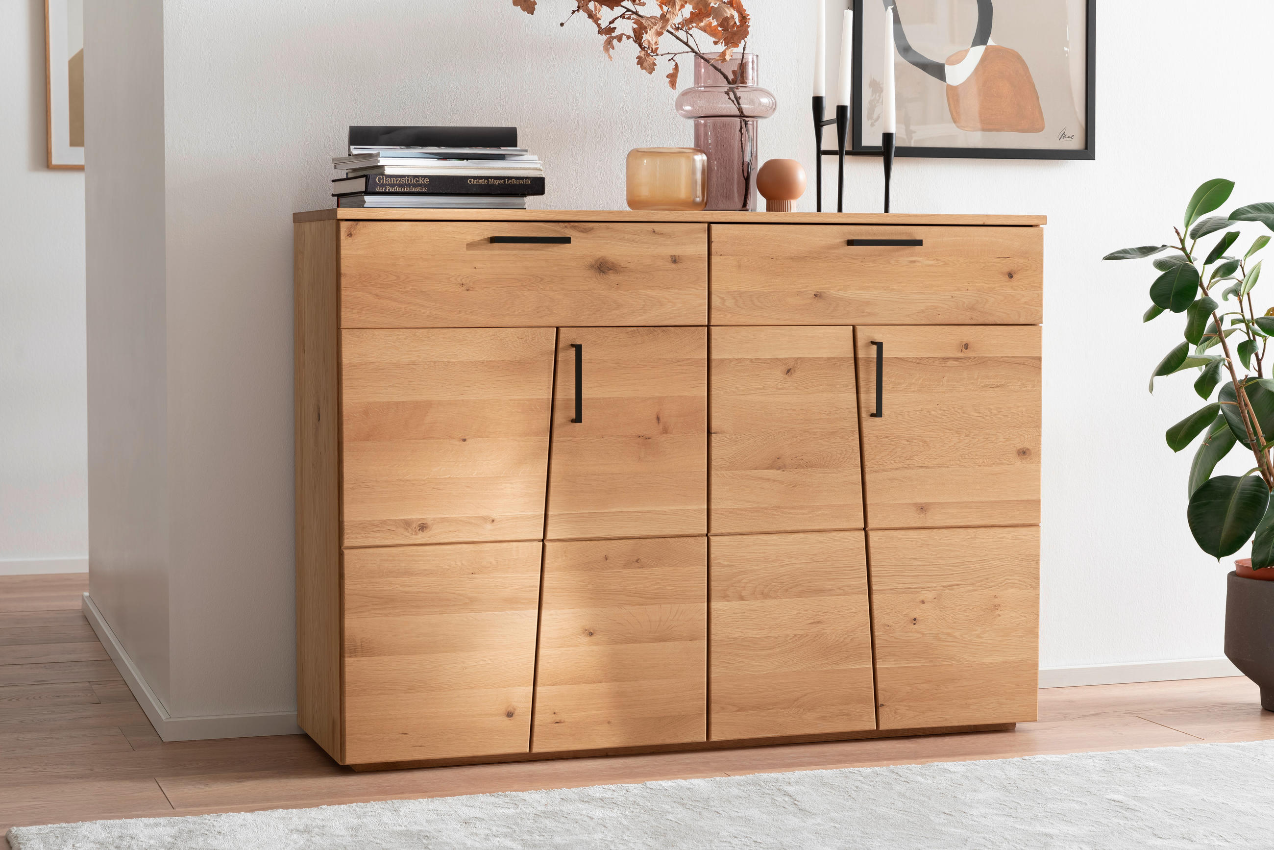 SIDEBOARD  in 130/95/40 cm  - Eichefarben/Schwarz, Natur, Holz/Holzwerkstoff (130/95/40cm)