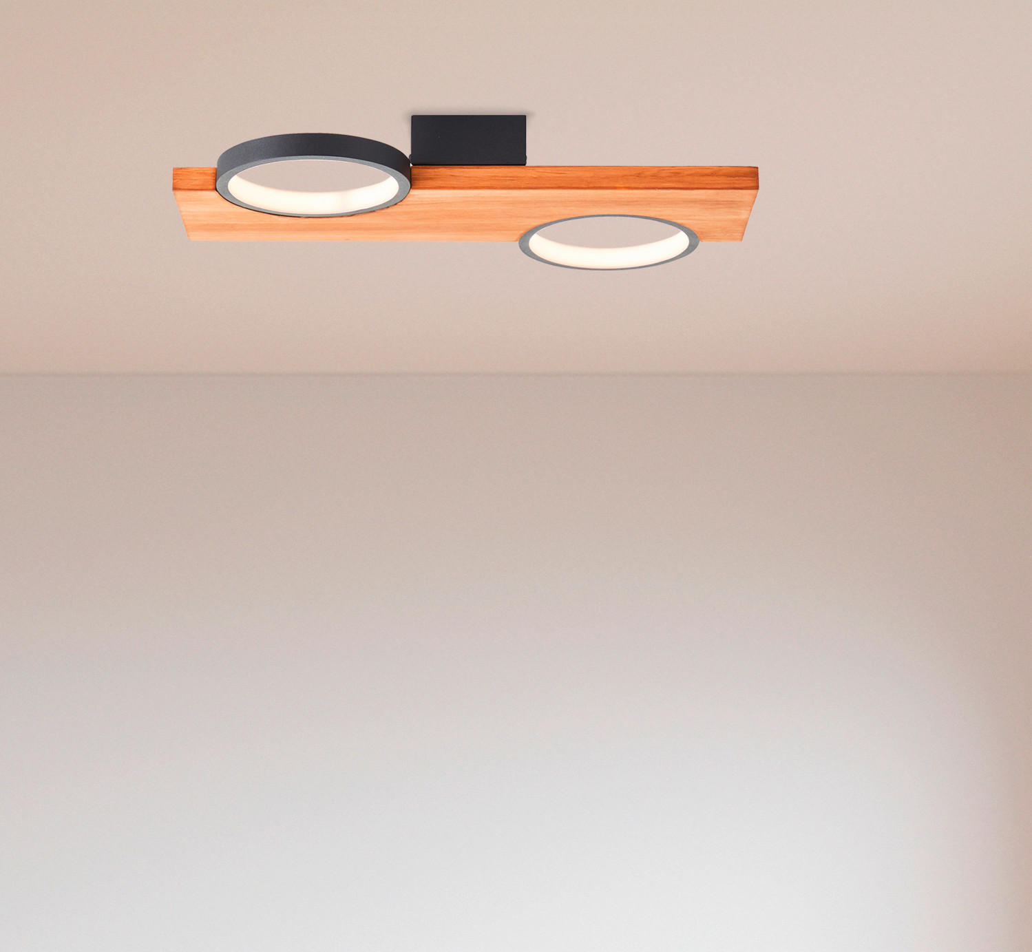 LED-DECKENLEUCHTE Cheesy   - Hellbraun/Schwarz, Natur, Holz/Metall (5,2/40/25cm) - Brilliant