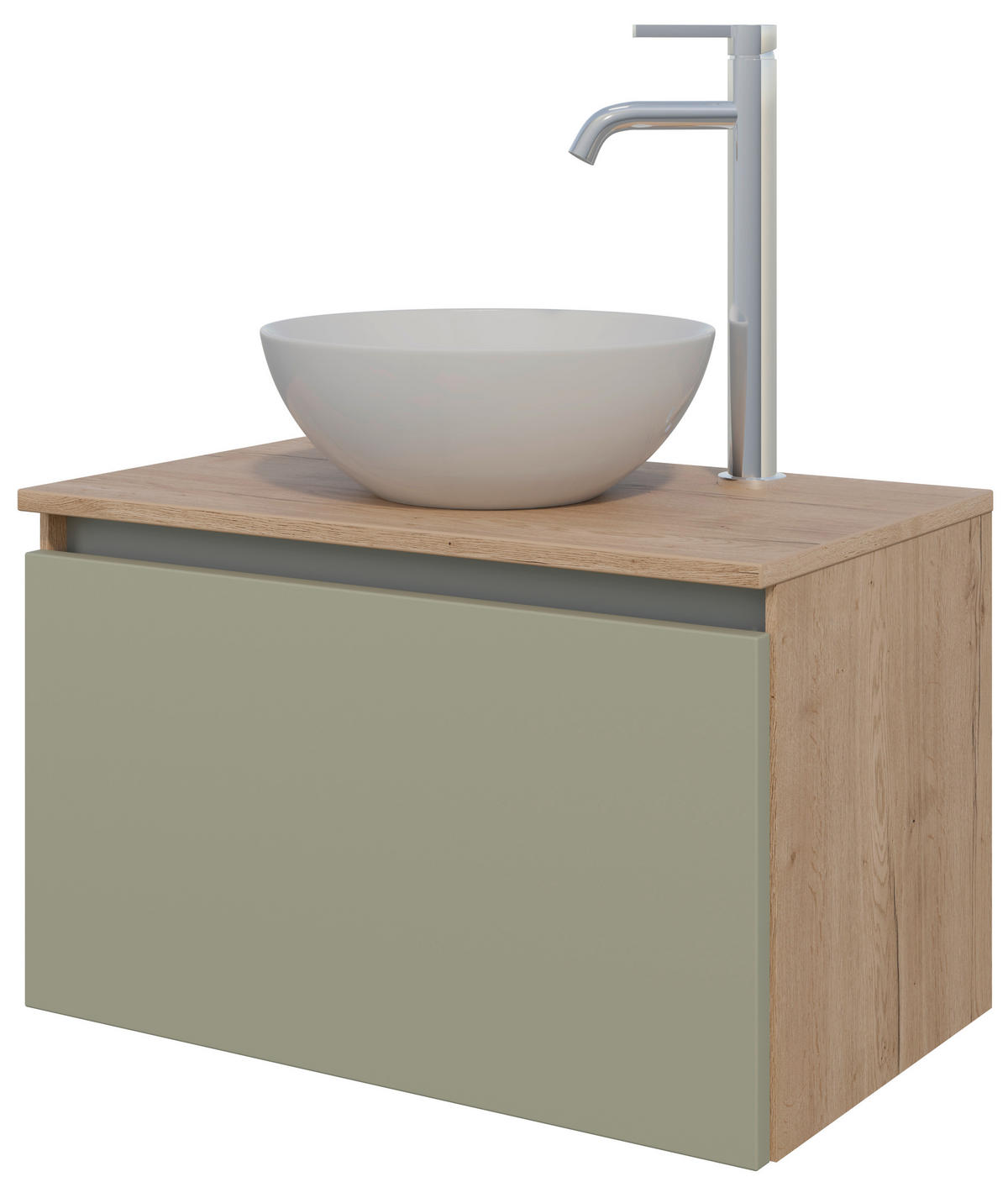 WASCHTISCHKOMBI 60,3 cm  - Edelstahlfarben/Eichefarben, MODERN, Keramik/Holzwerkstoff (60,3cm) - Celina Home