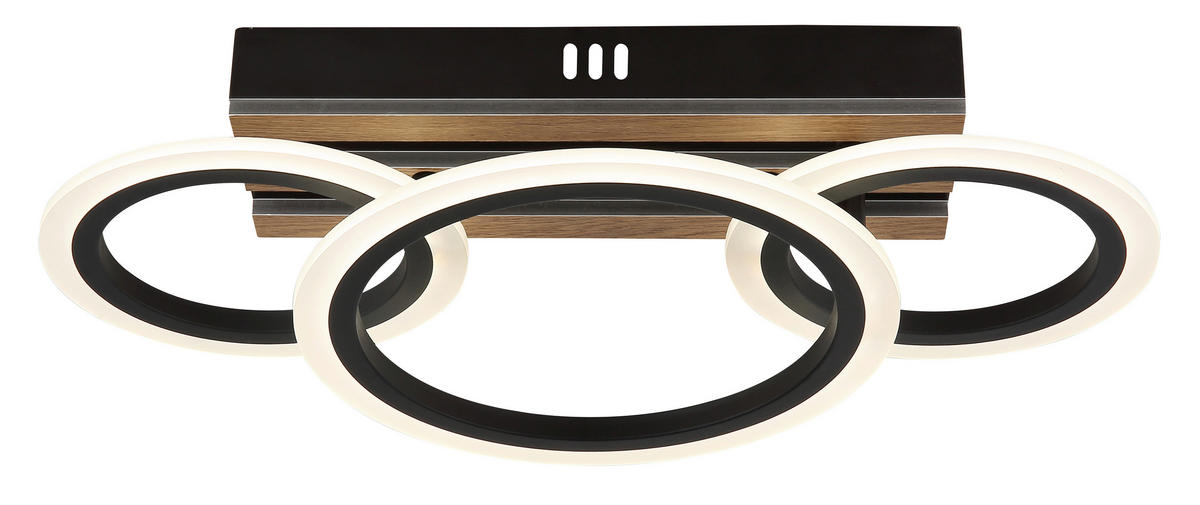LED-DECKENLEUCHTE 46/25/11,5 cm   - Dunkelbraun/Schwarz, Natur, Holzwerkstoff/Kunststoff (46/25/11,5cm) - Globo
