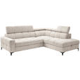 ECKSOFA in Struktur Creme  - Creme/Schwarz, MODERN, Textil/Metall (254/212cm) - Carryhome