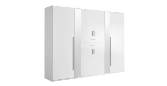 KLEIDERSCHRANK 270/208/58 cm 8-türig Weiß  - Alufarben/Weiß, KONVENTIONELL, Glas/Holzwerkstoff (270/208/58cm) - Carryhome