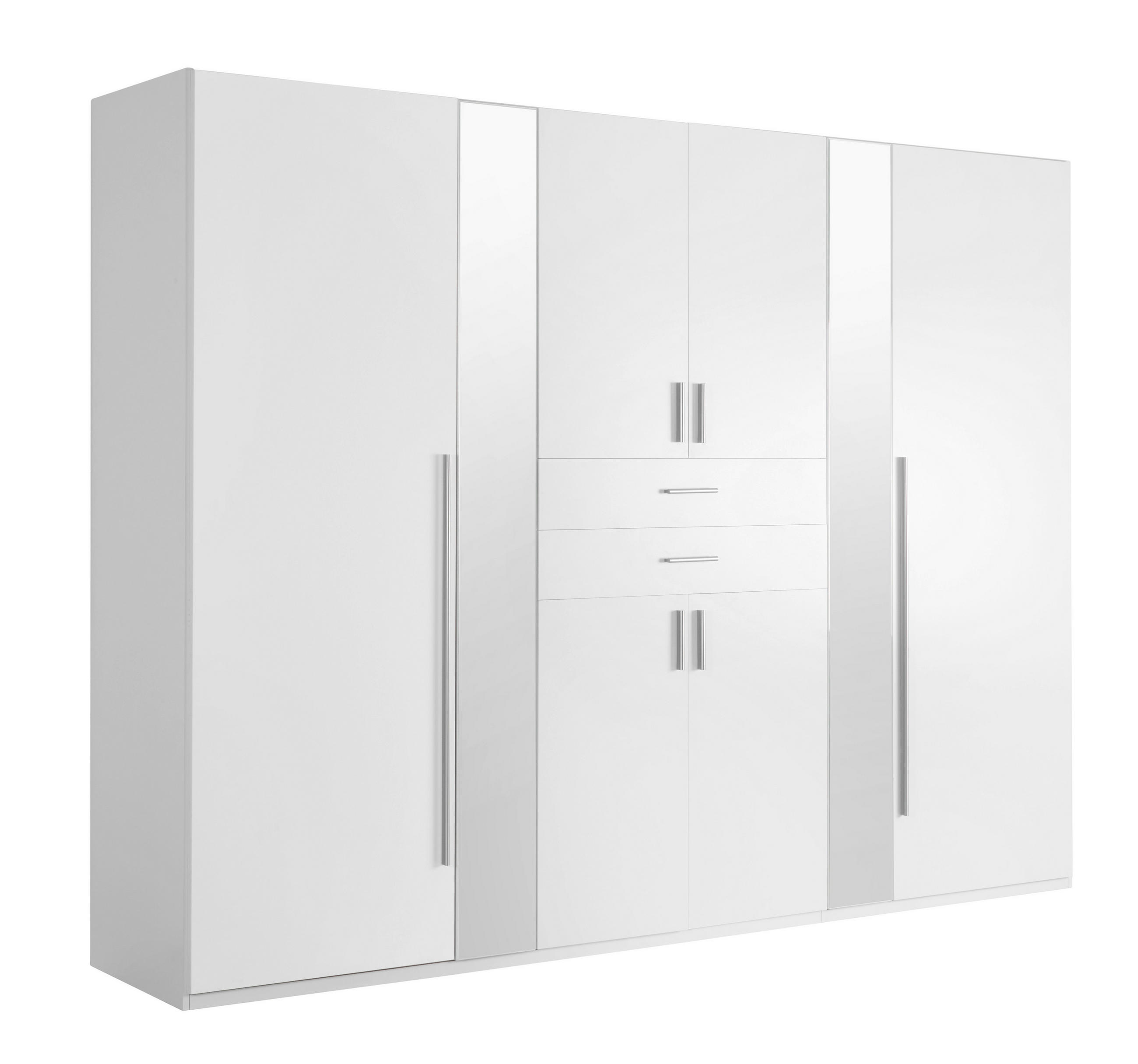KLEIDERSCHRANK 270/208/58 cm 8-türig Weiß  - Alufarben/Weiß, KONVENTIONELL, Glas/Holzwerkstoff (270/208/58cm) - Carryhome