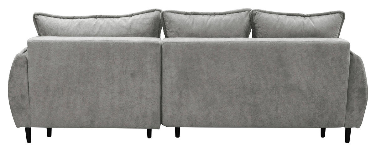 ECKSOFA MURANO Grau Chenille Zierkissen, Rückenkissen, Bettkasten  - Schwarz/Grau, Design, Holz/Textil (242/167cm) - MID.YOU