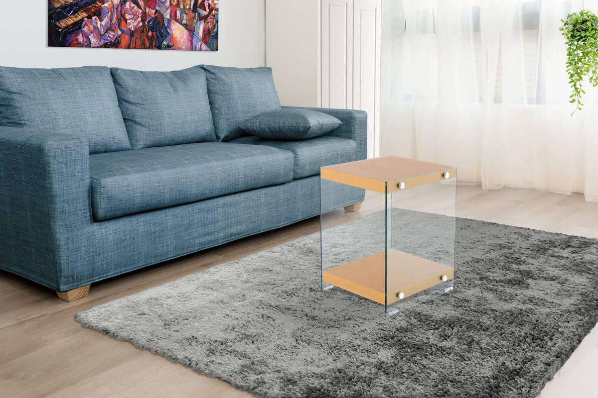 BEISTELLTISCH in Glas, Holzwerkstoff 35/35/45 cm  - Klar/Goldfarben, Basics, Glas/Holzwerkstoff (35/35/45cm) - Kayoom