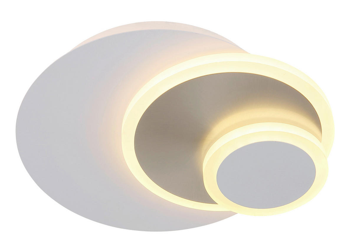 LED-WANDLEUCHTE 30/23/6,5 cm   - Weiß/Nickelfarben, Design, Kunststoff/Metall (30/23/6,5cm) - Globo
