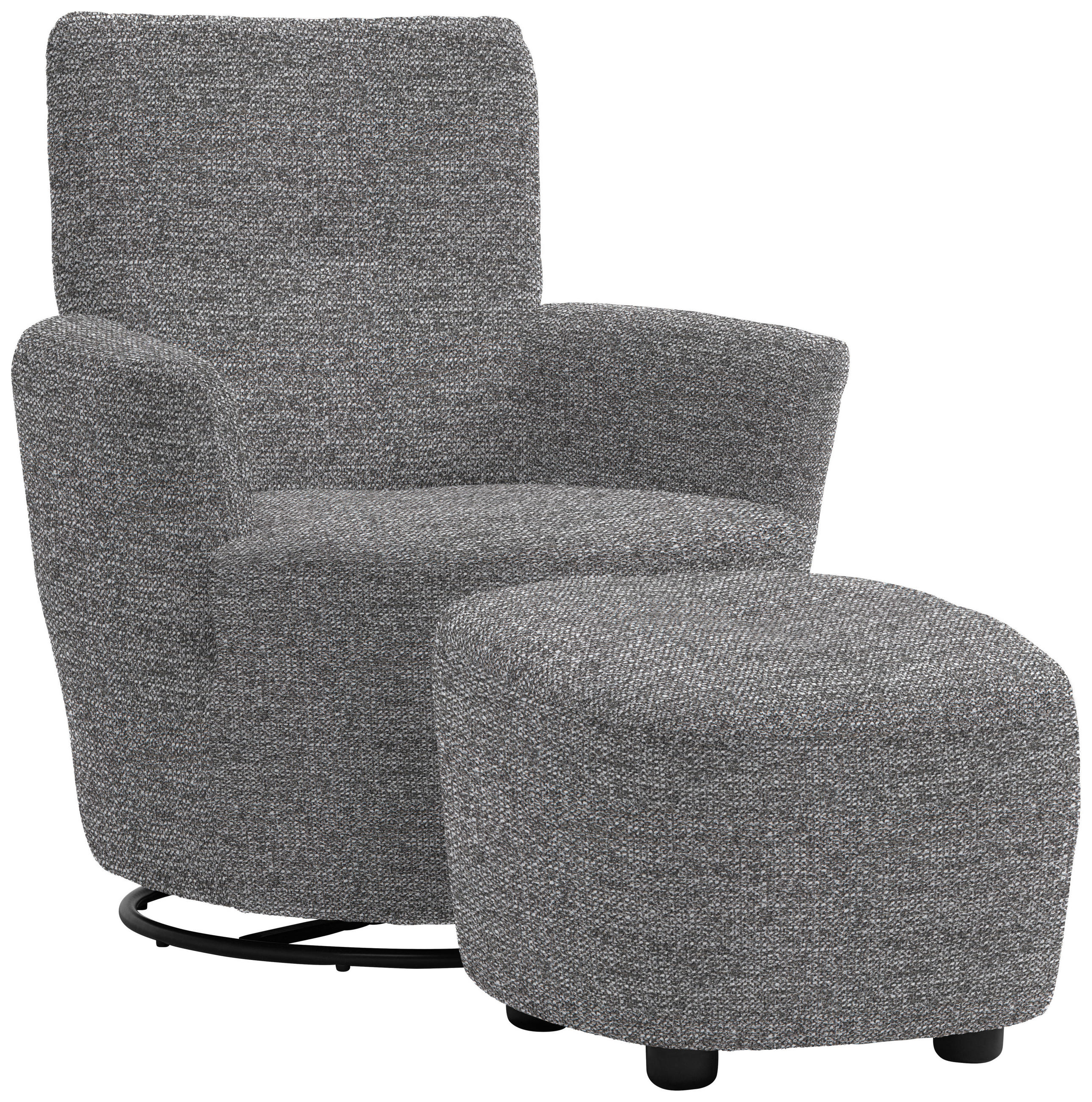 SESSEL in Chenille, Flachgewebe Grau  - Schwarz/Grau, Design, Textil/Metall (81/92/84cm) - Xora